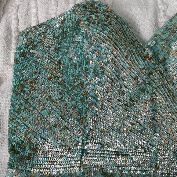 Sherri Hill Prom Grad or Party mini dress in turquoise - Picture 4 of 6